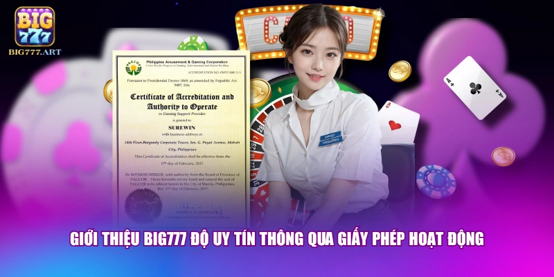 Giới thiệu BIG777 độ uy tín thông qua giấy phép hoạt động